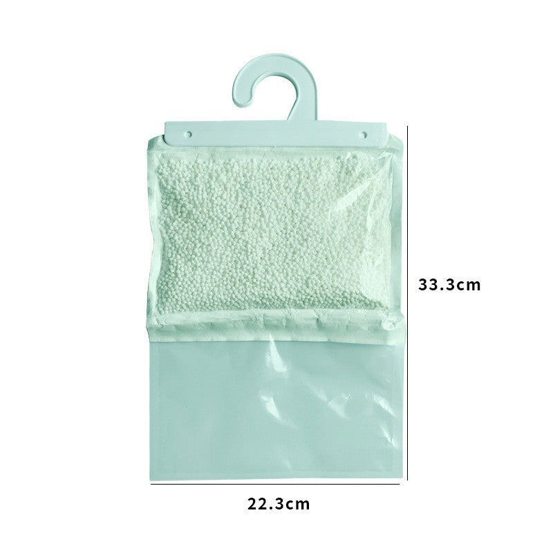 Hanging dehumidifying bag against moisture