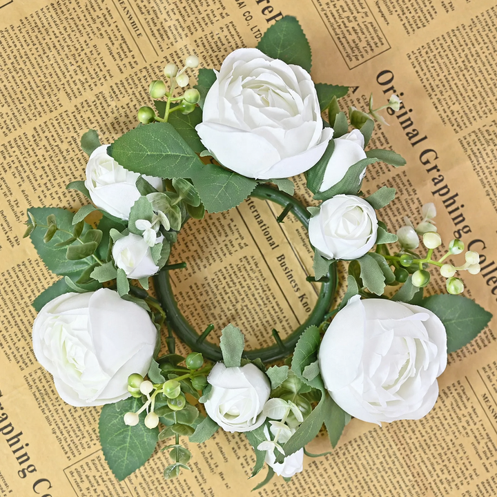 Artificial candle wreath with flower buds, 20 cm