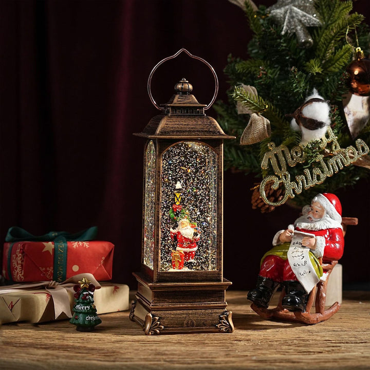 Decorative Christmas Lantern with Snow Effect and Light