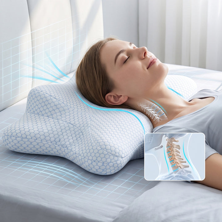 Neck support pillow butterfly shape memory foam