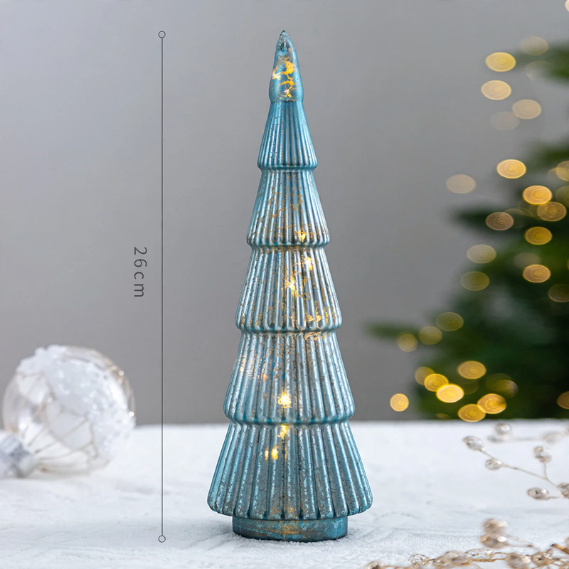 Glass Christmas tree decoration, illuminated