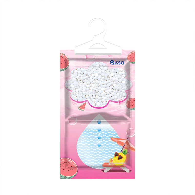 Hanging dehumidifier bag with calcium chloride