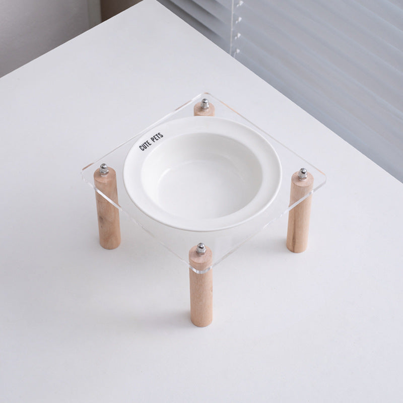 Ceramic double bowl with elevated stand