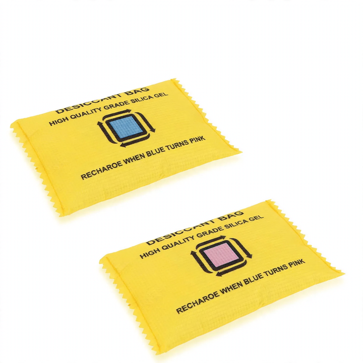 Reusable dehumidifying bag with color-changing silica gel