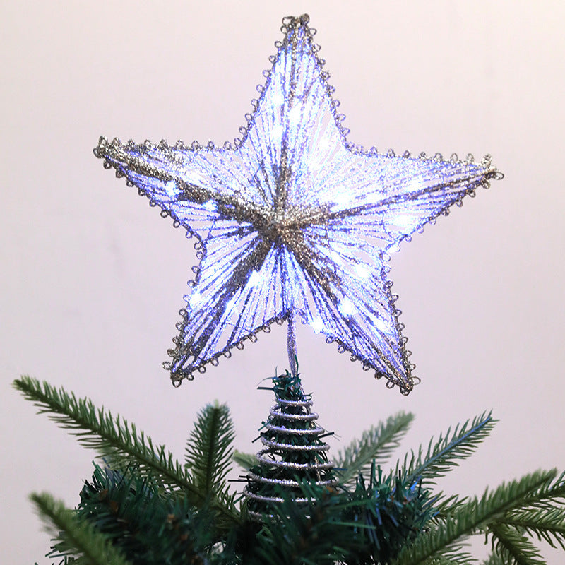 Christmas tree top star made of iron with lighting