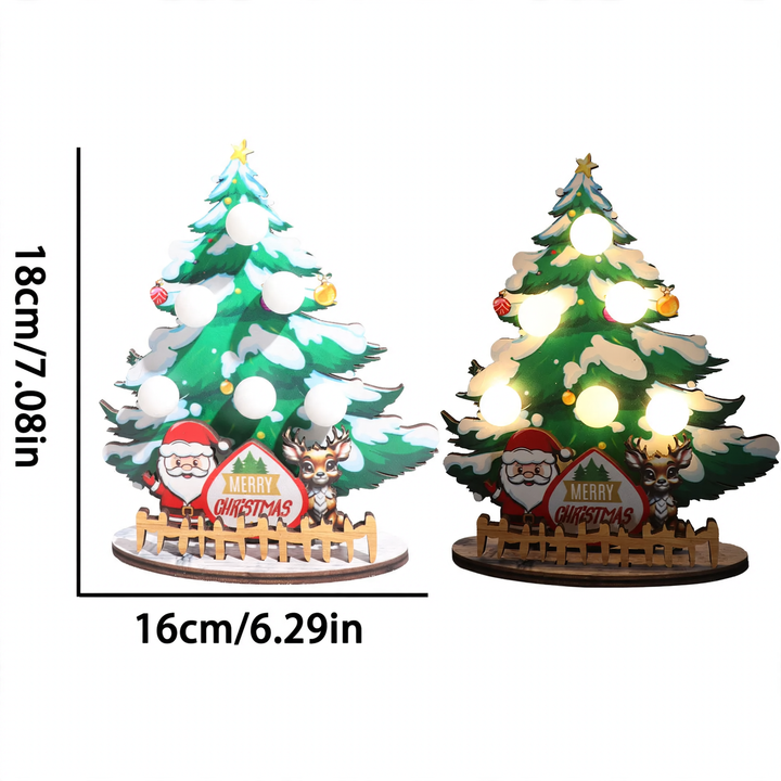 Decorative wooden Christmas tree table lamp with LED