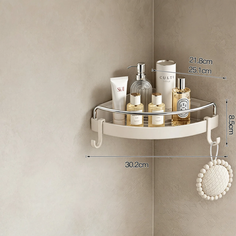 Triangle Corner Shelf for Bathroom, Plastic and Aluminum