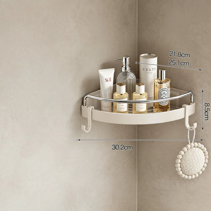 Triangle Corner Shelf for Bathroom, Plastic and Aluminum