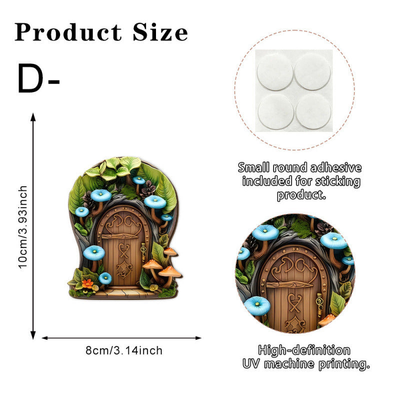 Decorative 2D Elf Door made of Pine Wood for Garden and House