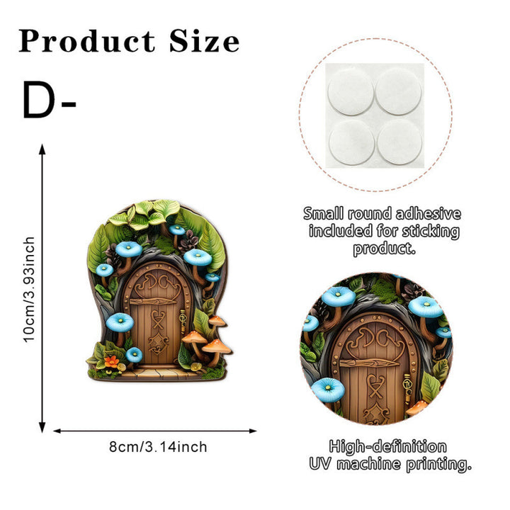 Decorative 2D Elf Door made of Pine Wood for Garden and House