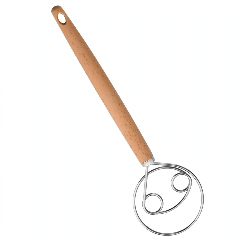 Hand-held device for kneading dough made of stainless steel