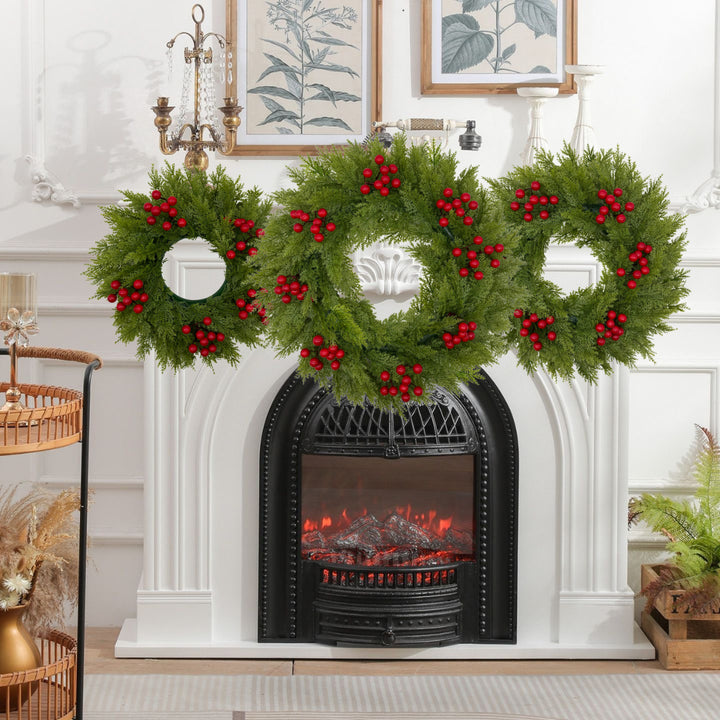 Artificial Christmas wreath with fir needles and berries
