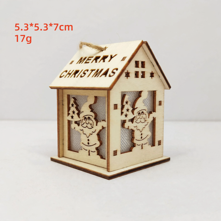 Handcrafted Christmas wooden house as decoration