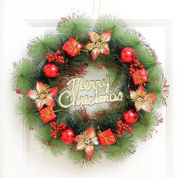 Illuminated Christmas wreath with hanging