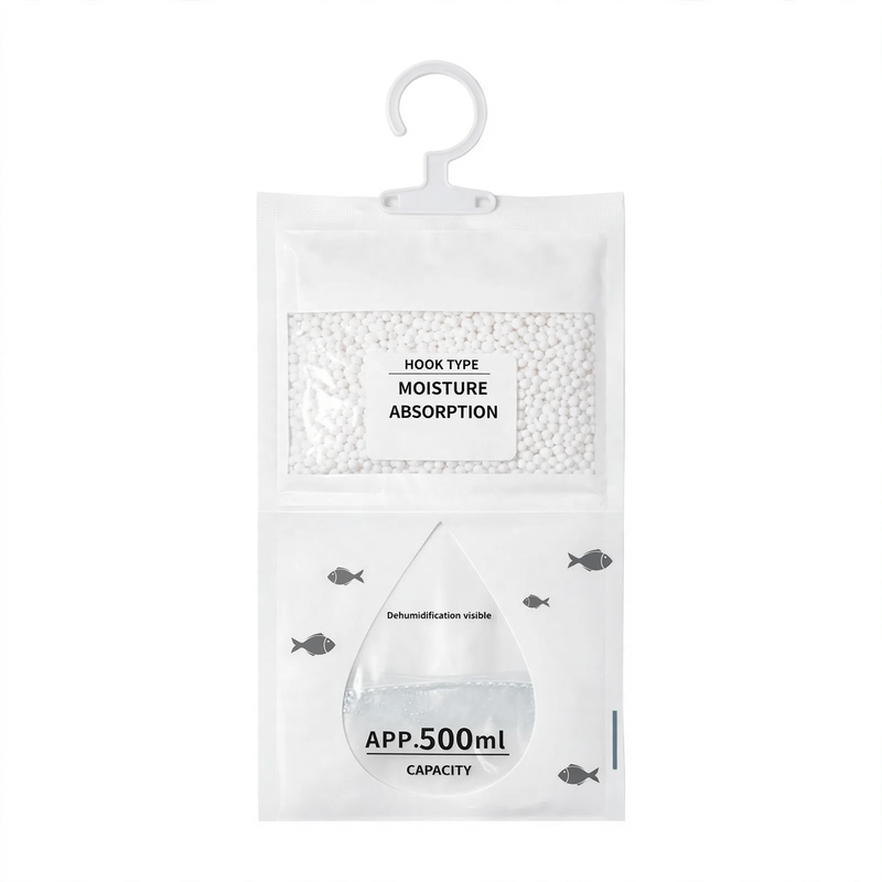 Hanging dehumidifying bag for clothing