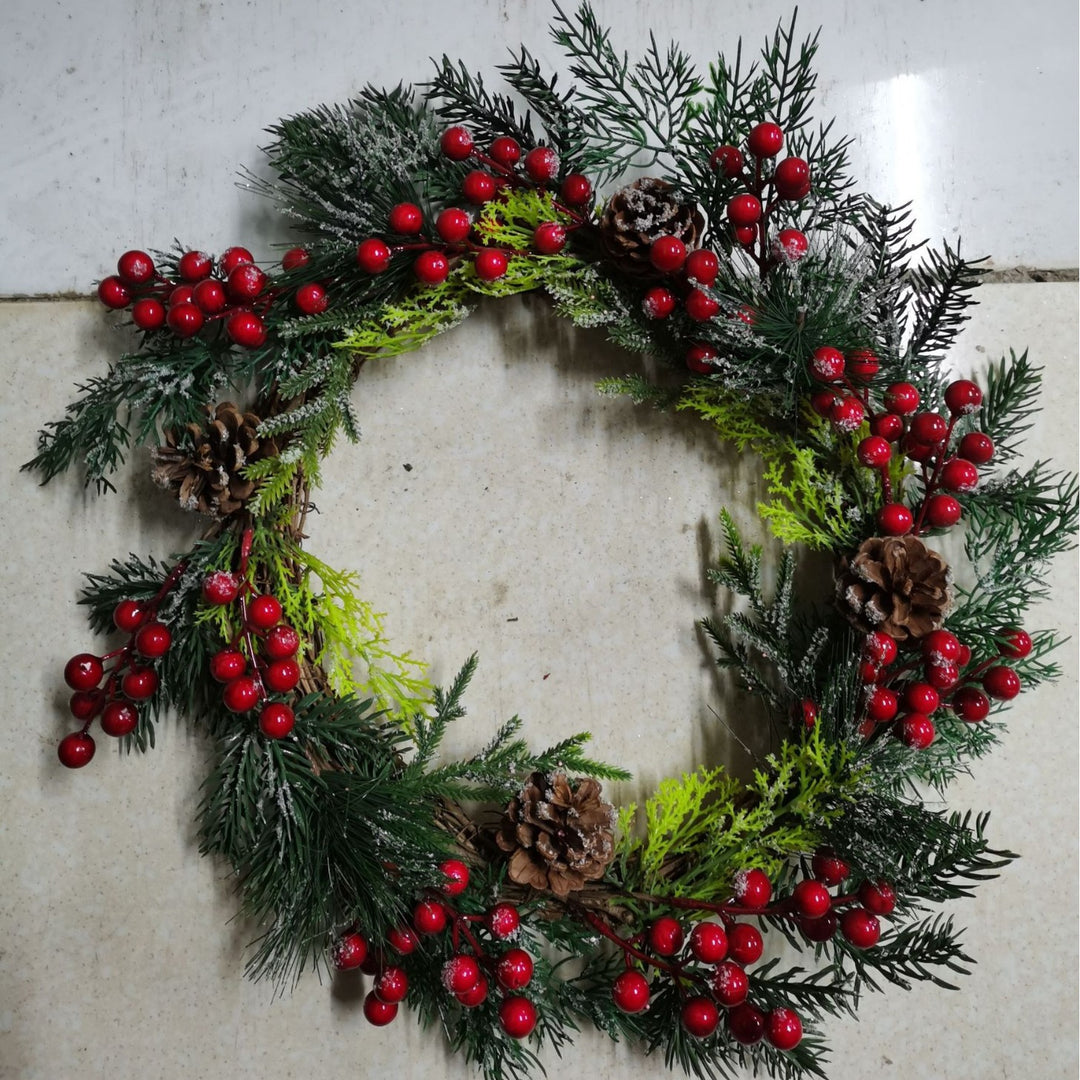 Christmas wreath with lighting for festive decoration