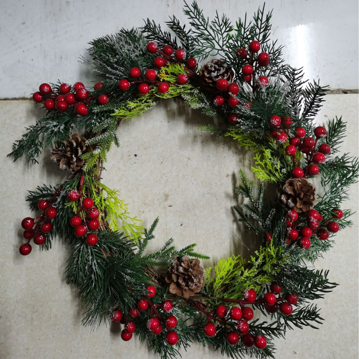Christmas wreath with lighting for festive decoration