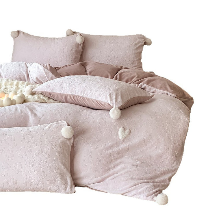 Milk fiber bedding set, 4-piece, winter, padded