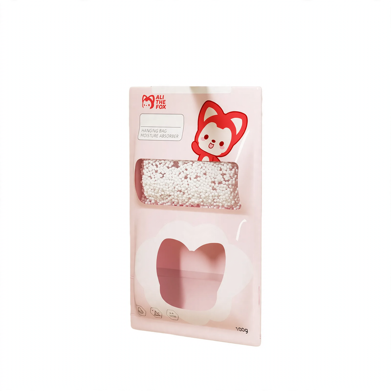 Hanging dehumidifying bag for moisture absorption