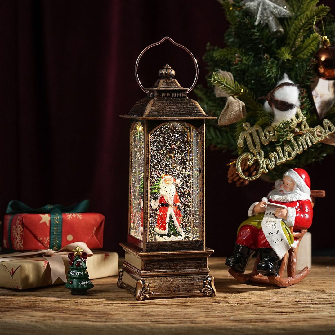Decorative Christmas Lantern with Snow Effect and Light