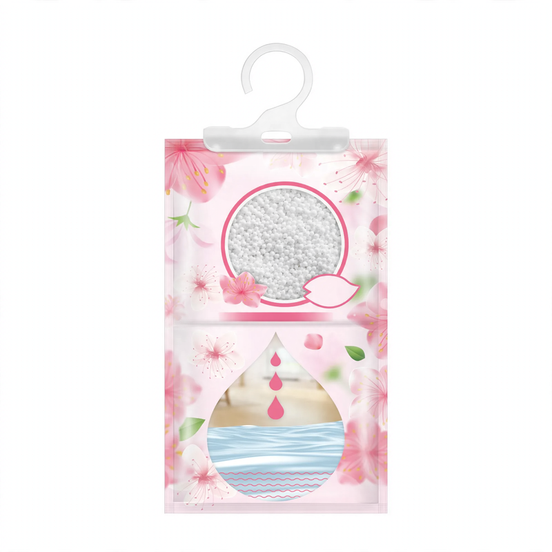 Scented hanging dehumidifier bag for wardrobes