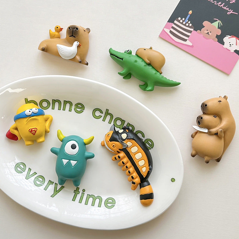 Capybara refrigerator magnets made of resin