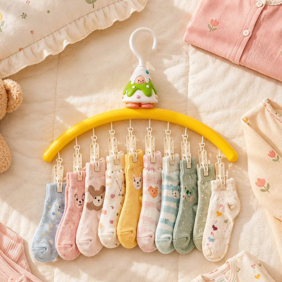 Cartoon clothes dryer with clips