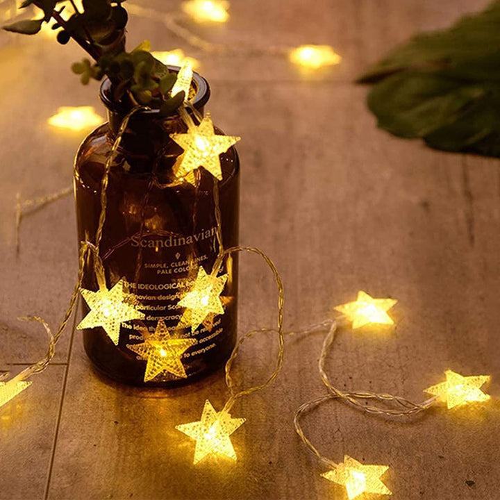 LED string lights with star and ball motifs