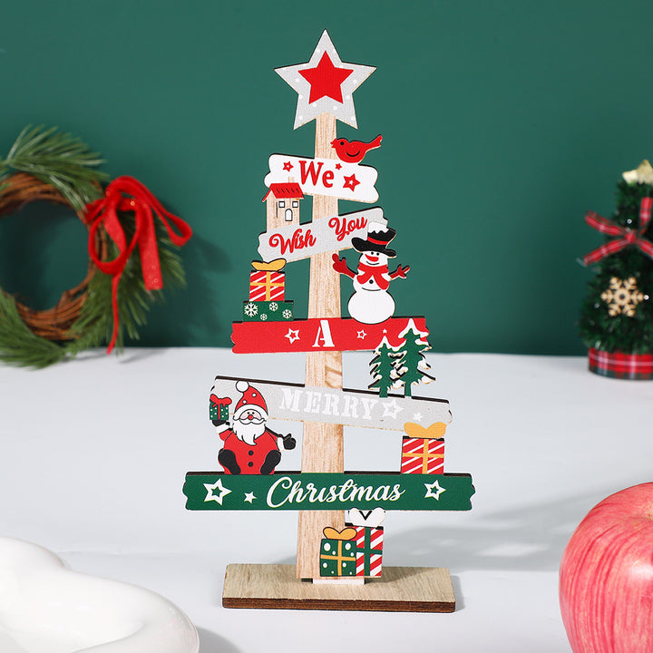 Christmas wooden table decoration with inscription