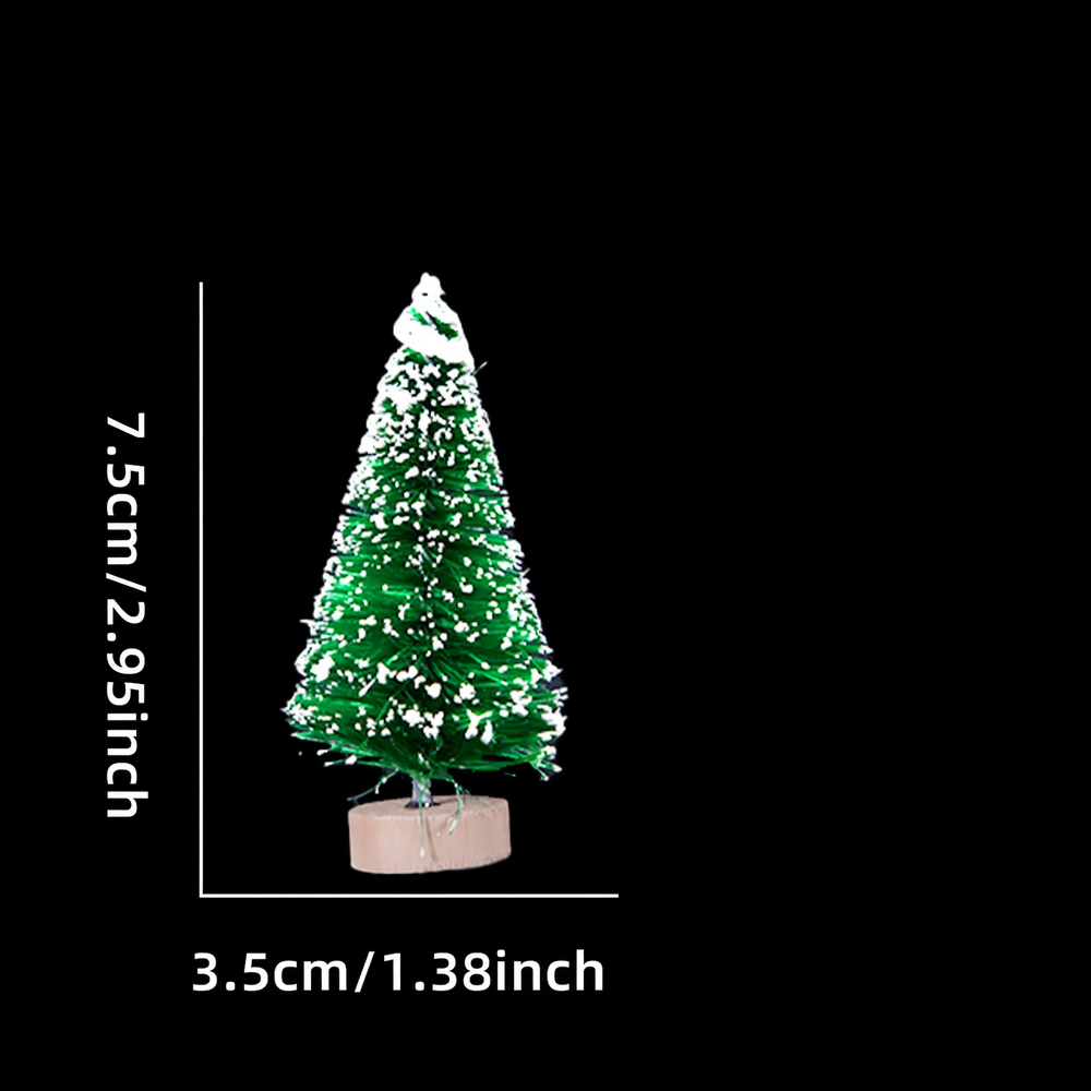 Mini Christmas tree made of wood and sisal, snow-covered