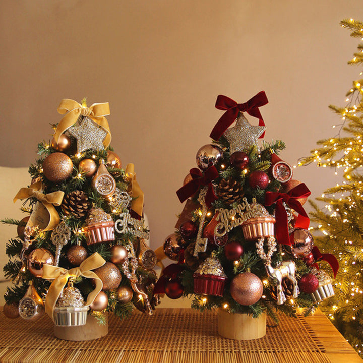 Mini Christmas Tree Set with Reindeer Decor, 45/60 cm