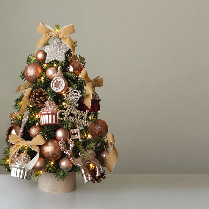 Mini Christmas Tree Set with Reindeer Decor, 45/60 cm