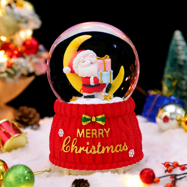 Christmas music box with glass sphere and snow effect