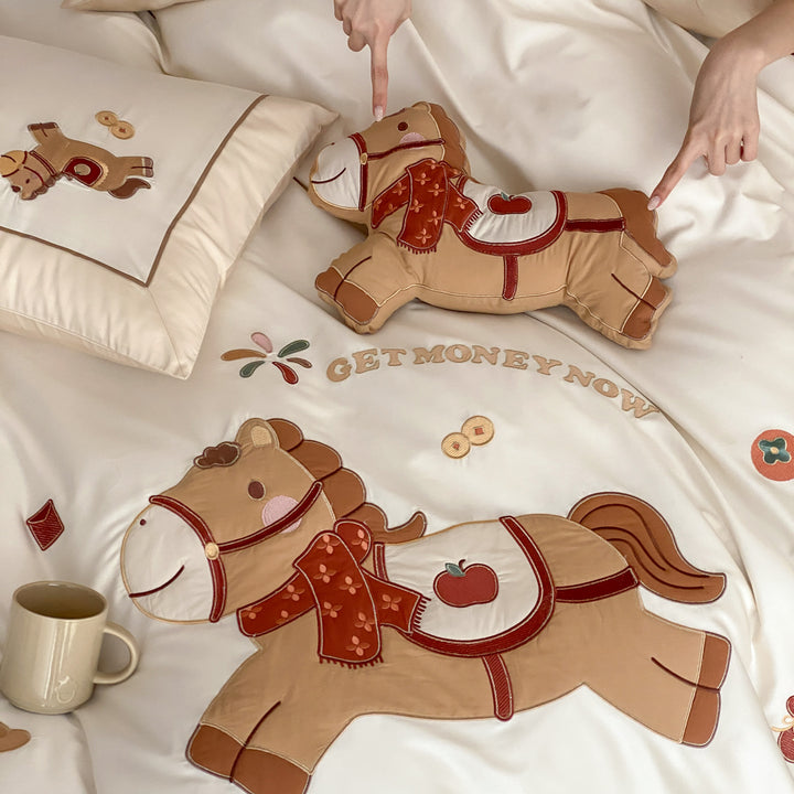Cotton bedding set, 100 thread count, embroidered