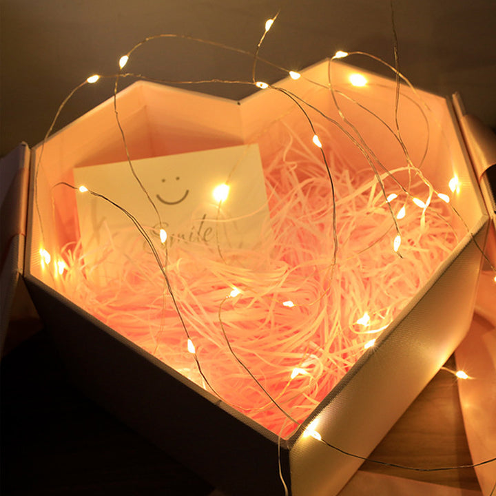 Compact LED copper wire string lights for floral decorations