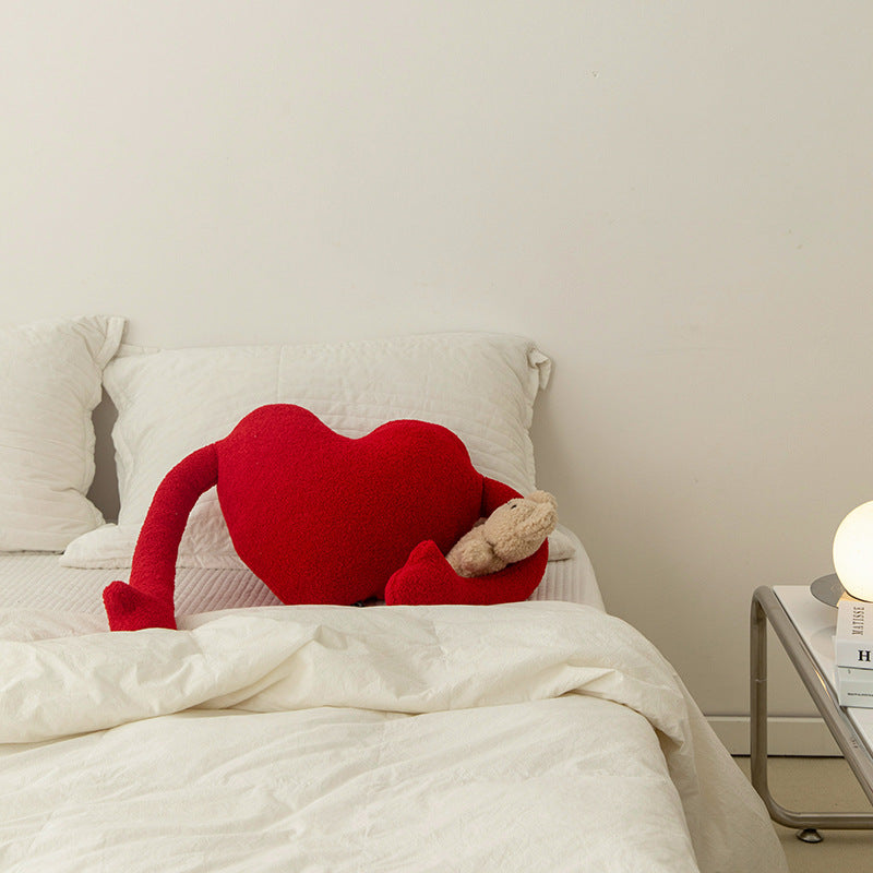 Heart-shaped plush cushion, soft, 41x38 cm