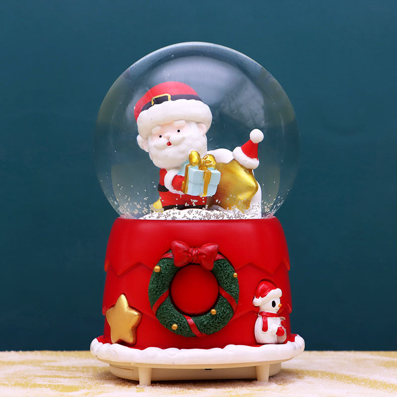 Christmas music box with light and snow globe