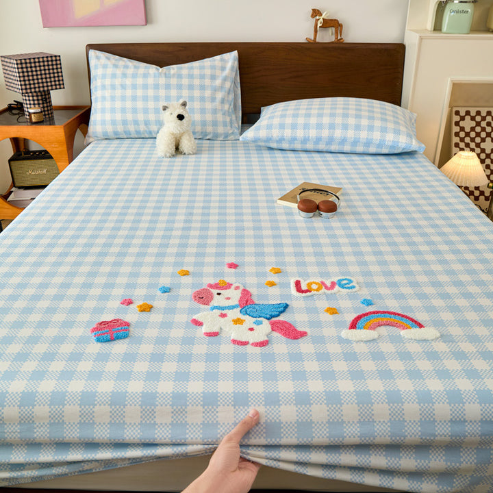 Cotton fitted sheet set with cartoon designs