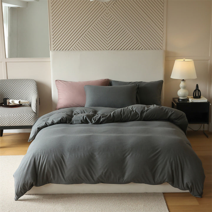 Knitted cotton bedding set, 4-piece, warming, double-sided