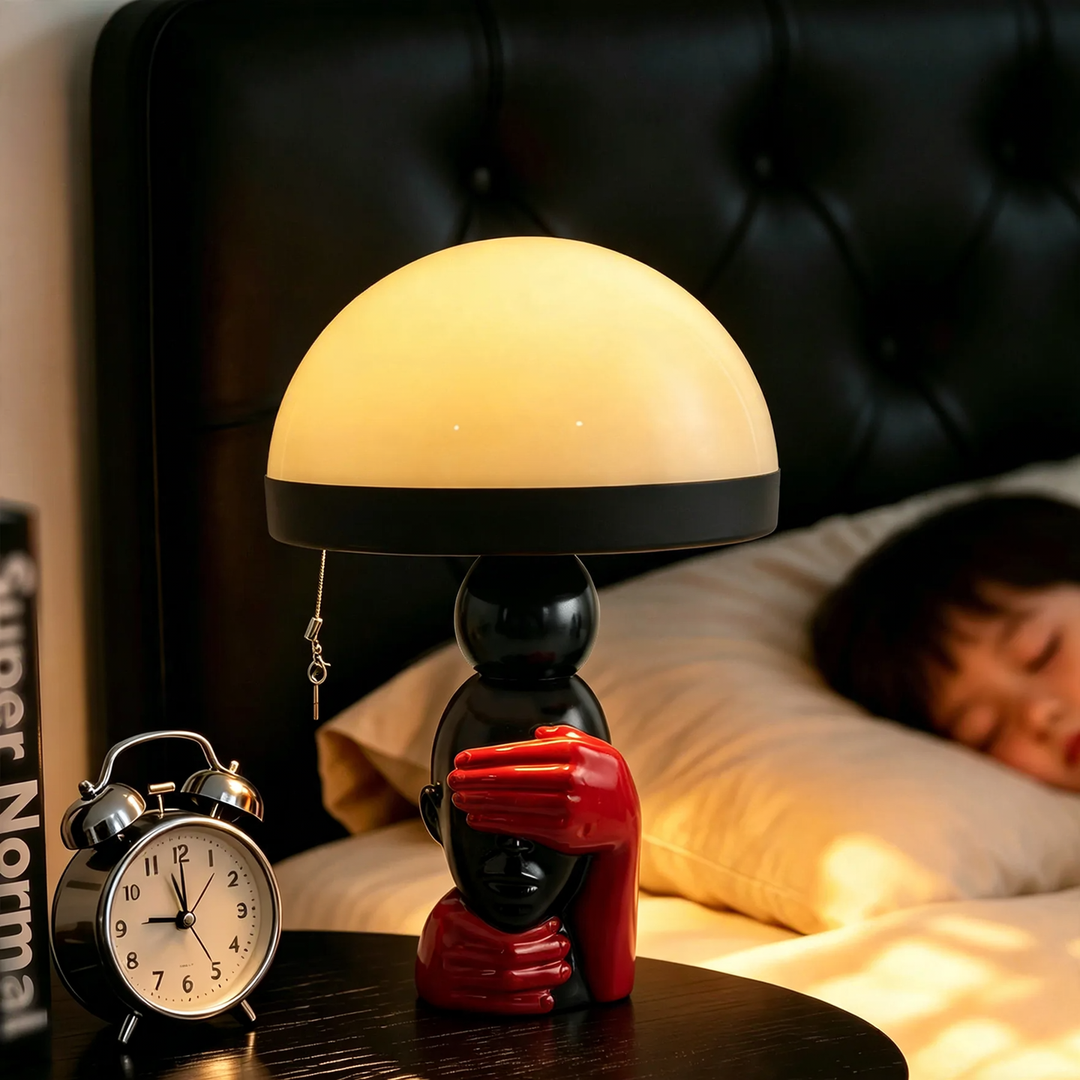 Creative mushroom table lamp with pull switch