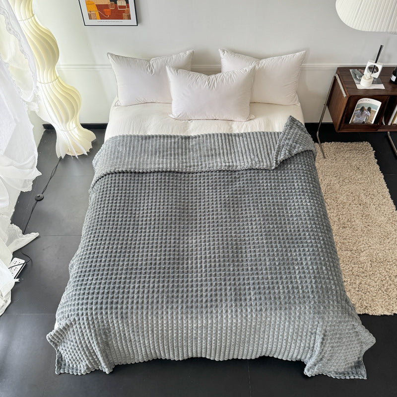 Fluffy flannel throw blanket, solid color, various sizes