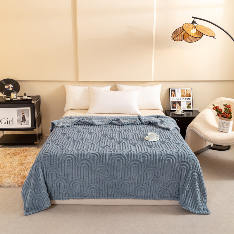 Padded living room blanket with jacquard pattern