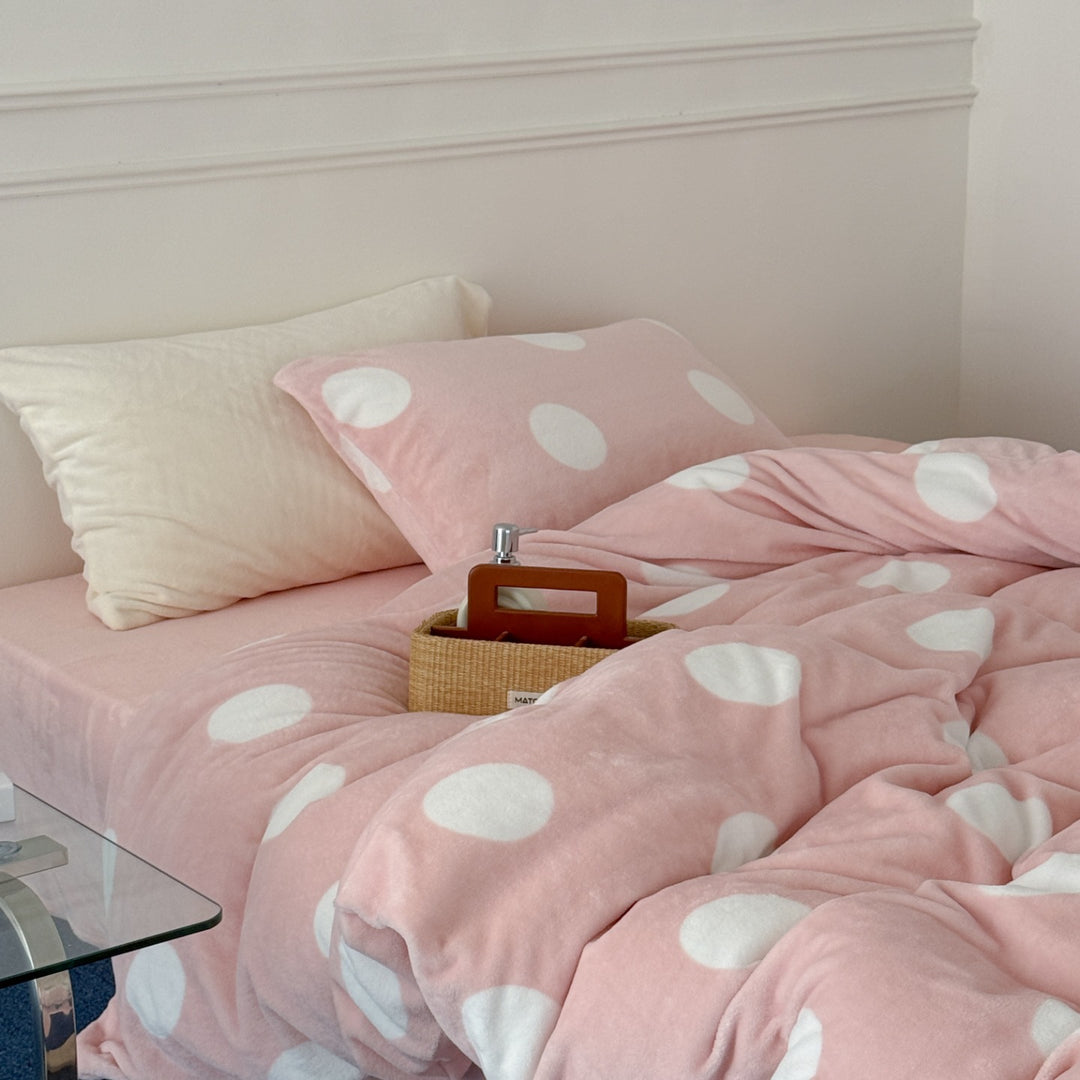 Warm milk fiber fleece bedding set, 4-piece