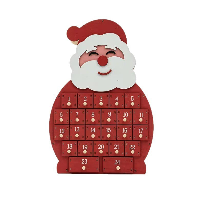 Wooden Christmas Advent Calendar, 24 Compartments