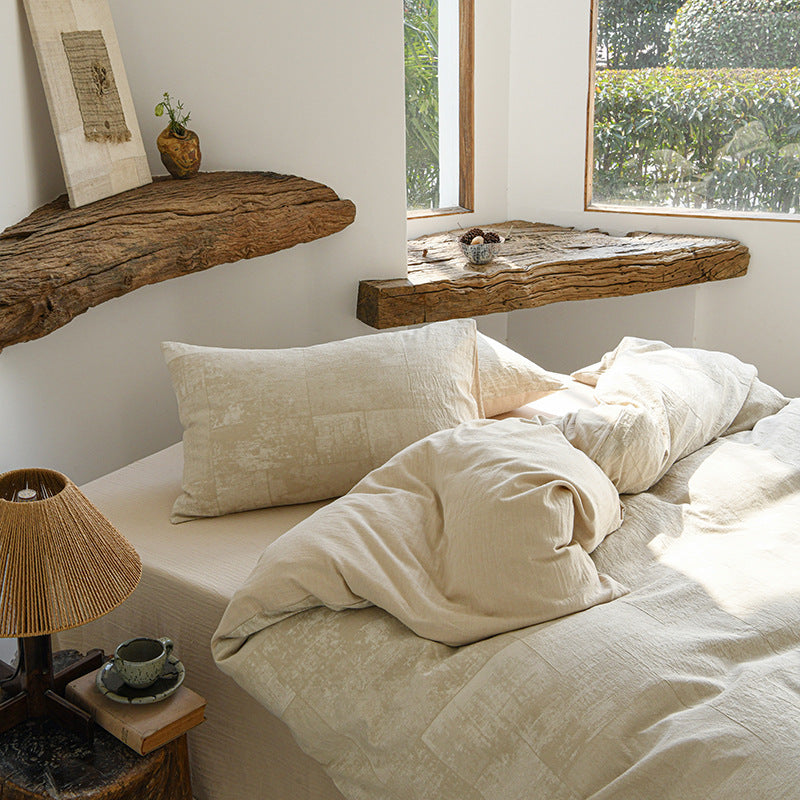 Bedding set made of long-staple cotton, checkered