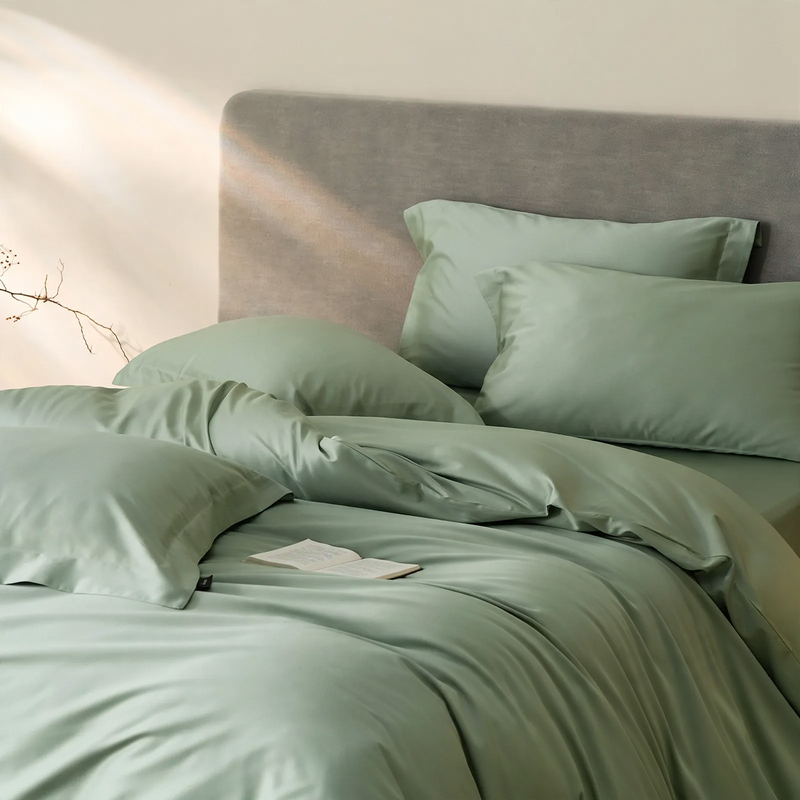 Long-staple cotton bedding, 4-piece, solid color