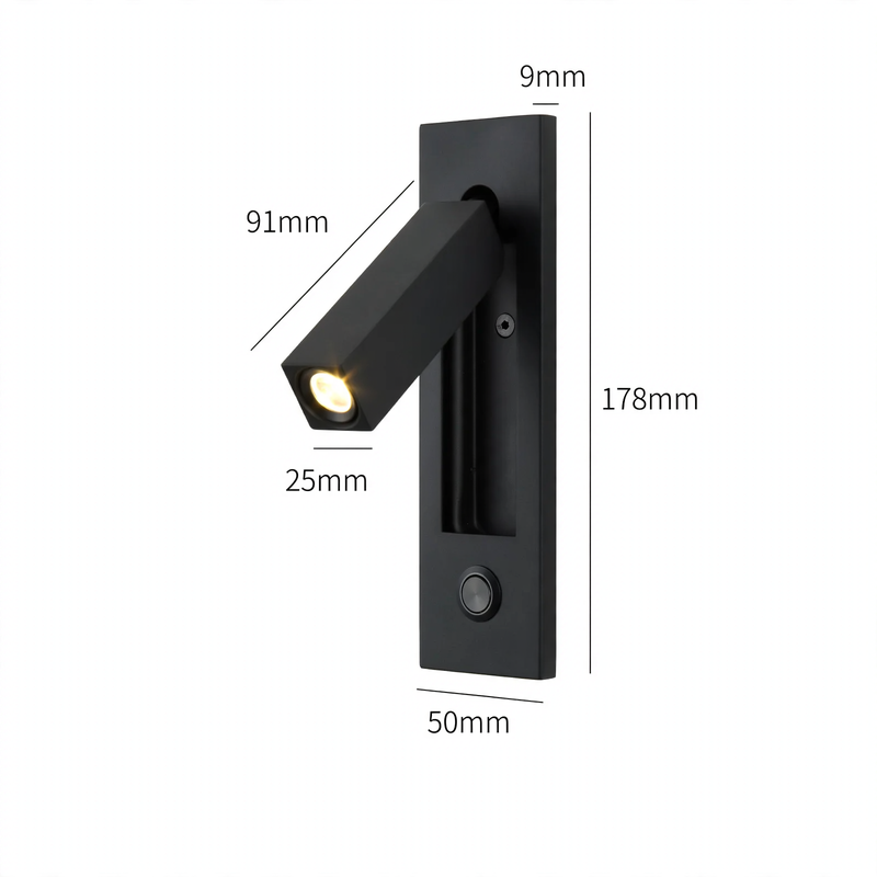 Wall lamp with reading light and USB charging port