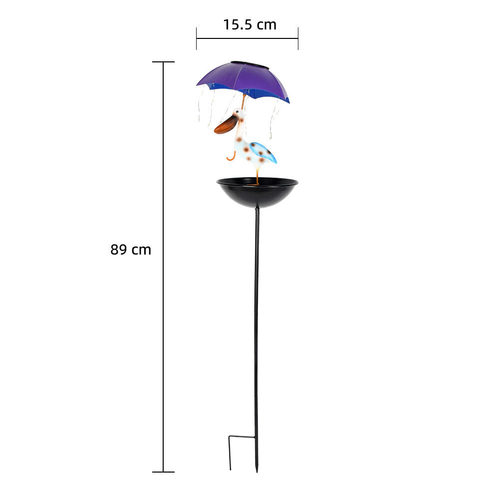 Solar Birdbath made of iron for ground mounting