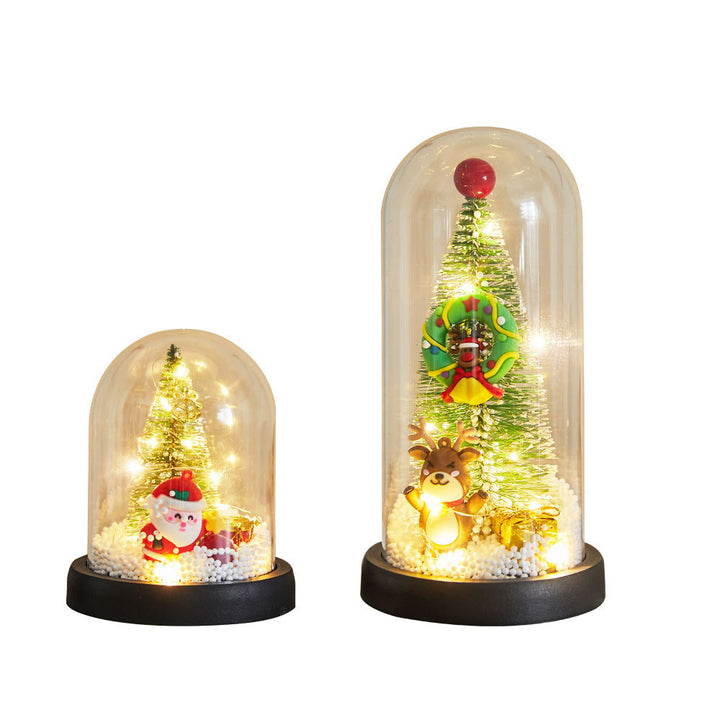 Mini Christmas tree in acrylic bell, illuminated, 13.5-21.5 cm