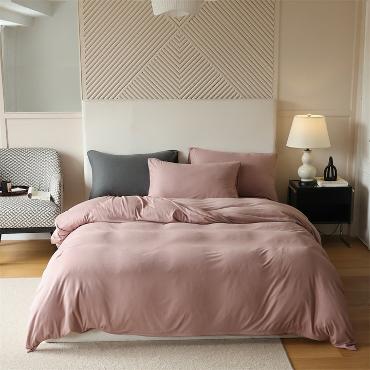 Knitted cotton bedding set, 4-piece, warming, double-sided